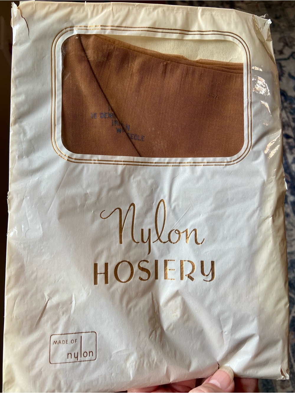 Pair of Vintage Never Opened Nylon Hosiery with Seams, needs garters